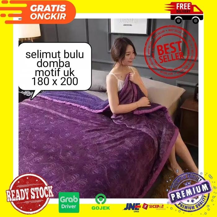 Selimut dewasa tebal lembut motif bunga UK 180 x 200