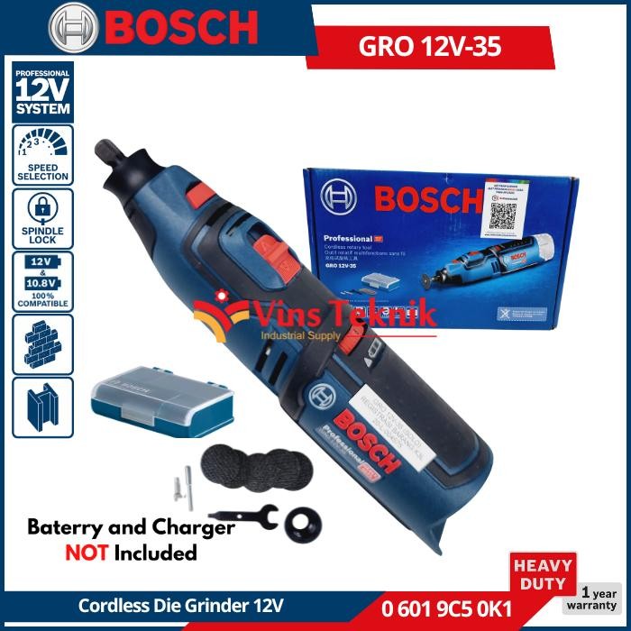 Bosch GRO 12V-35 Cordless Mesin Gerinda Tuner Rotary Tool Mini Die Grinder GRO12V-35