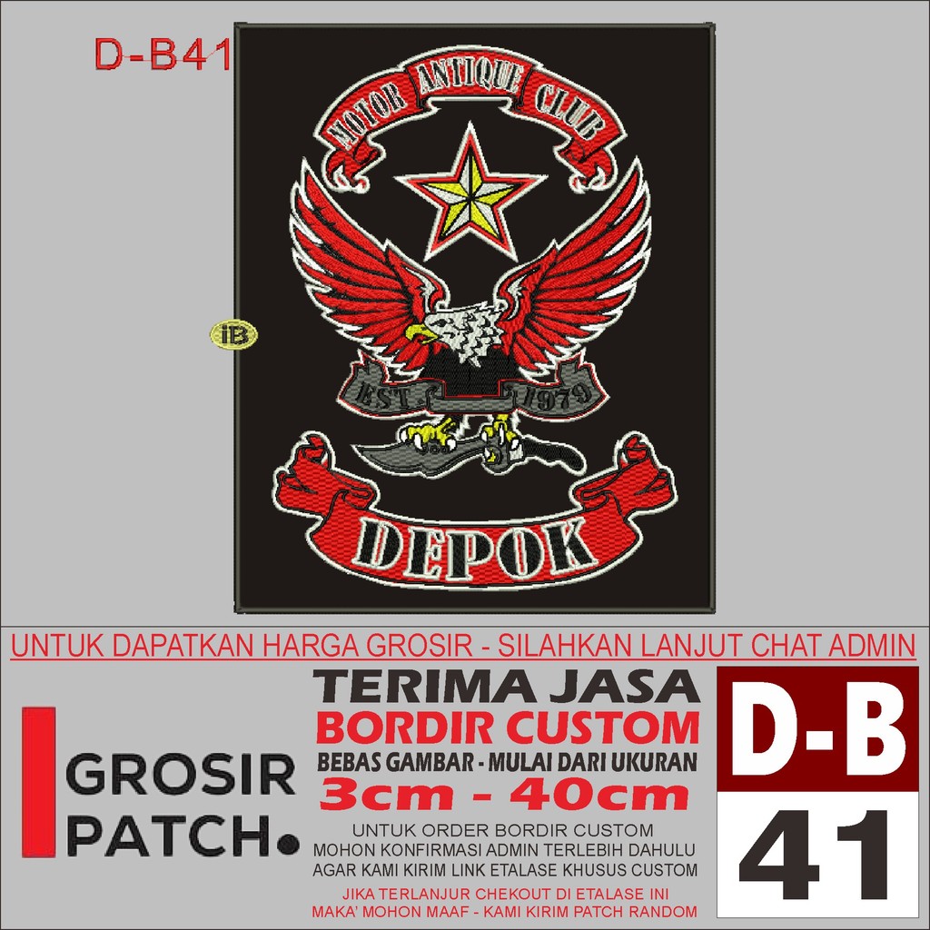 MB PATCH BORDIR D-B41 LOGO MOTOR CLUB DEPOK AKSESORIS/EMBROIDERY