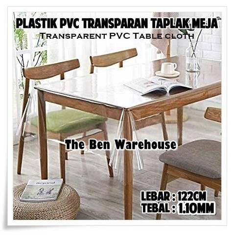 Plastik Mika Bening Transparan Taplak Meja Meteran Tebal 1mm 2mm 3mm
