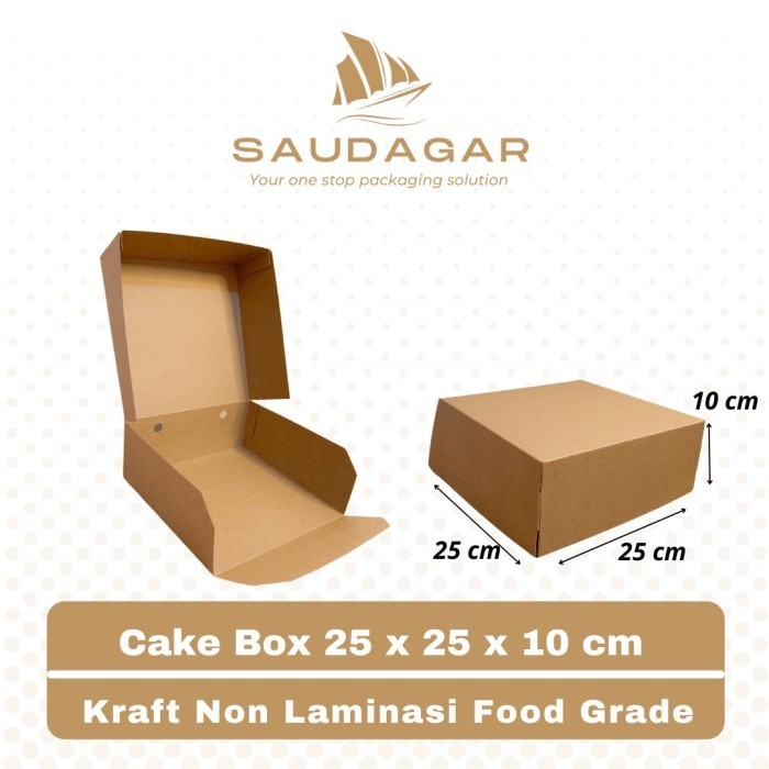 (Allthebest) Box Kotak Kue Ukuran 25x25x10 Bahan Kraft Tebal / Cake box