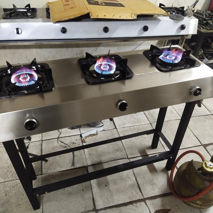 Kompor 3 Tungku Stainless + Kaki