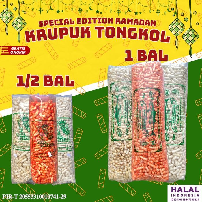 

KRUPUK TONGKOL Original, Balado dan Lombok ijo Hijau Pedas Cemilan Food Snack kerupuk 500gr & 1kg