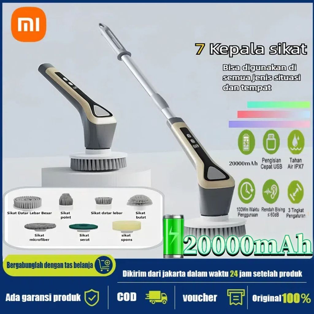 Cerry Boomss - Xiaomi Sikat Kamar Mandi / Sikat Pembersih Elektrik 7 in 1 Sikat Pembersih Elektrik 7