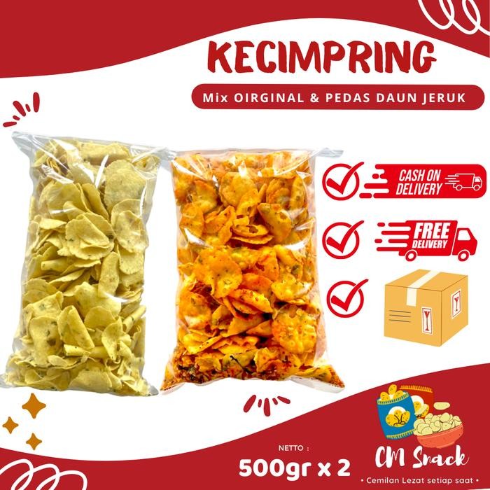 

1KG Mix Kecimpring Singkong Bawang Daun & Kecimpring Singkong Pedas Daun Jeruk Makanan Food Snack