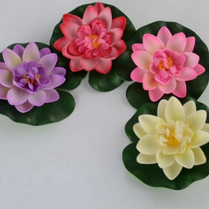 (Allthebest) bunga teratai plastik bunga hiasan kolam ikan air bunga lotus plastik