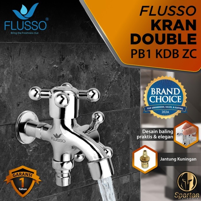 (Allthebest) Kran Cabang 2 Double Shower Kamar Mandi Flusso Stainless Baling 598 Flusso