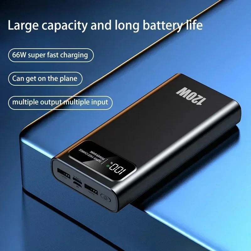 200000Mah Power Bank 120W Fast Charging Digital Display Ultralarge Capacity Portable External