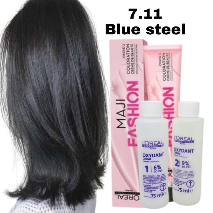 cat rambut loreal majifashion 7.11 blue steel.pewarna rambut/semir