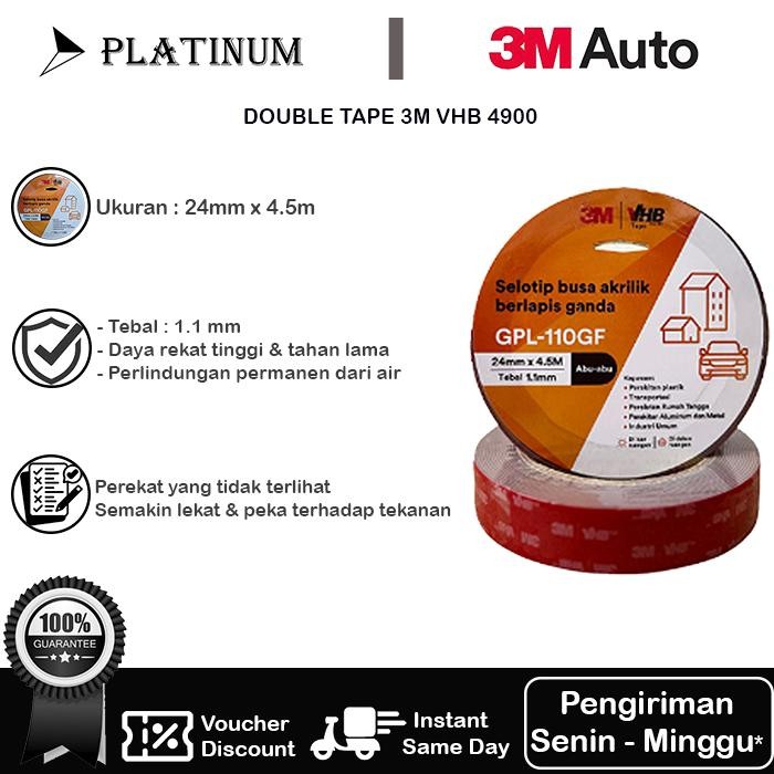 

DOUBLE TAPE 3M VHB AUTOMOTIVE 4900 SIZE 24mm x 4.5m LEM PEREKAT MOBIL