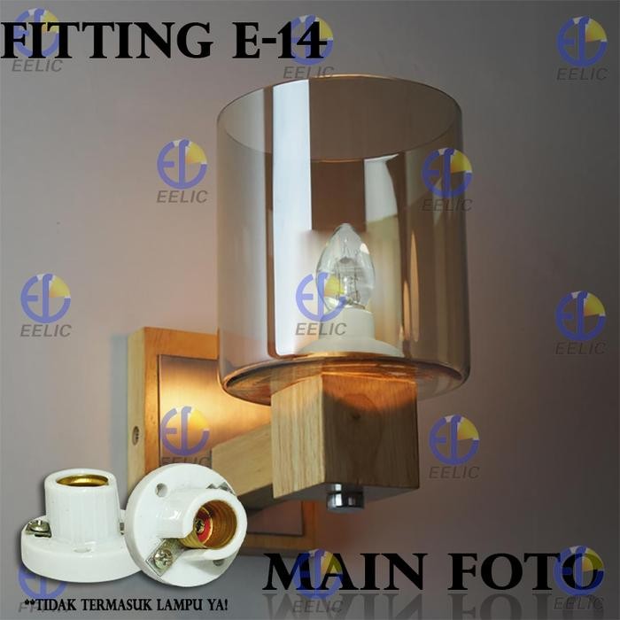 Mzzz7 Fig-E14 1 Pcs Fitting Lampu E-14 Kap Lampu E-14 Bahan Keramik Drat Terbuat Dari Kuningan Anti