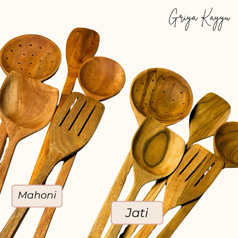 (Homelytouch Set Spatula Jati Griyakayyu / Spatula Kayu / Irus Sayur / Sotil Kayu / Set Sotil Kayu /