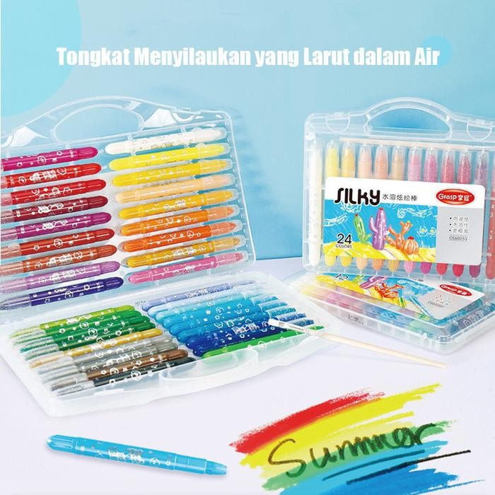 

Grasp Original 12/24/36/48 Warna Water Soluable Crayon Krayon Mewarnai Tidak Kotor Ditangan