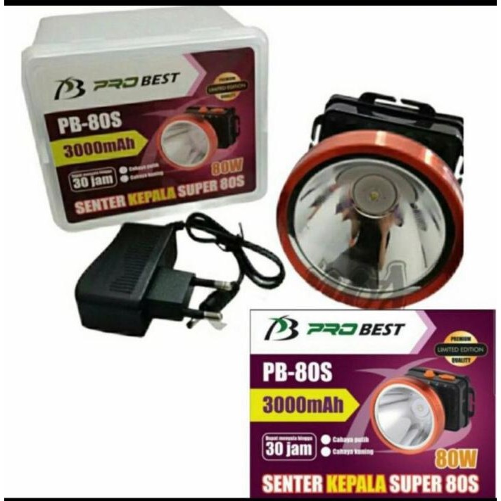 SENTER KEPALA 80 WATT SUPERLED MERK PROBEST PB-80S CAHAYA PUTIH