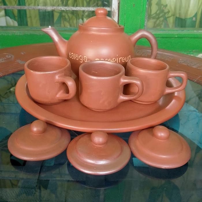 poci tanah liat set polos Teko tanah liat set polos