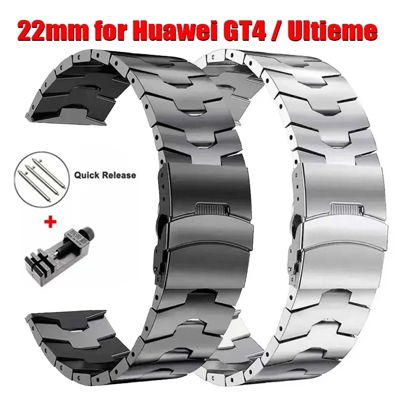 IMPORT 22mm Luxury Titanium Metal Strap for Huawei Watch GT4/4Pro GT2 GT3 Pro 46mm Steel Band for