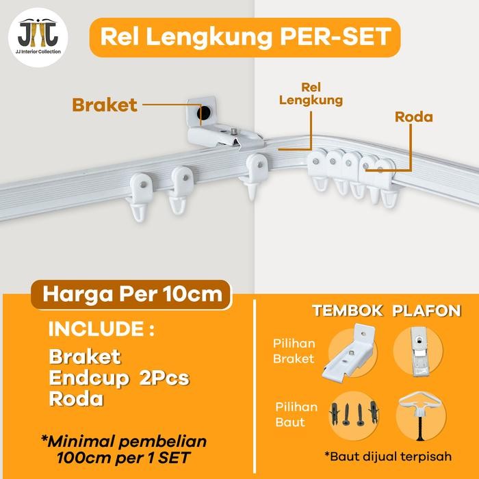 PREMIUM Rel Lengkung Gorden Roda Rel Jendela Siku Rel Gorden HnH Lengkung