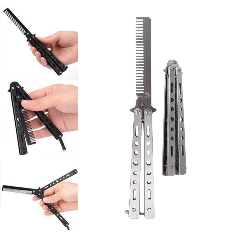 

Alat KNIFEZER Pisau Sisir Besi Butterfly Balisong Training Knife CS GO - LF-9898 Potong