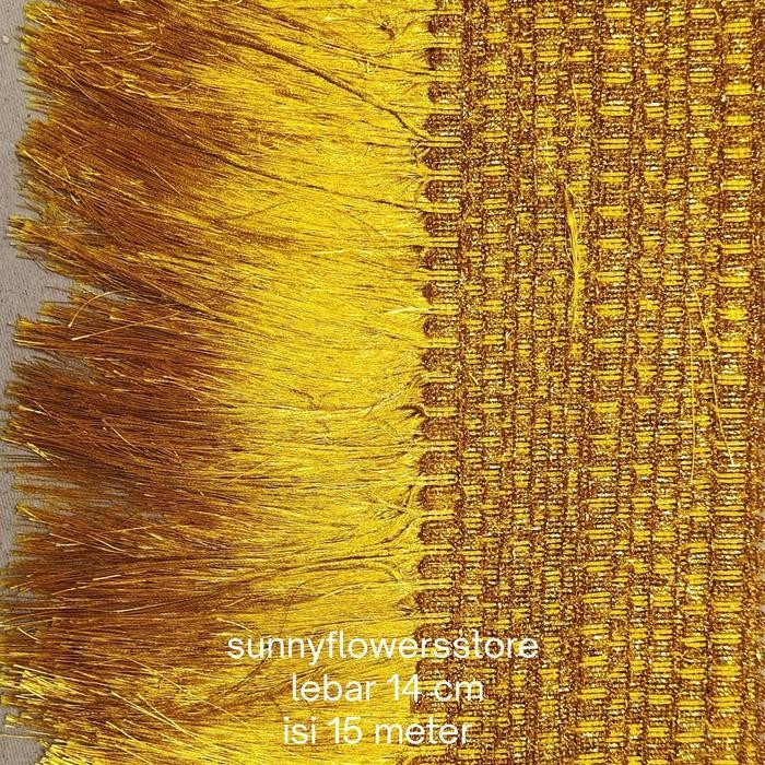 renda rumbai gold/silver lebar 7,5 cm isi 17 yard