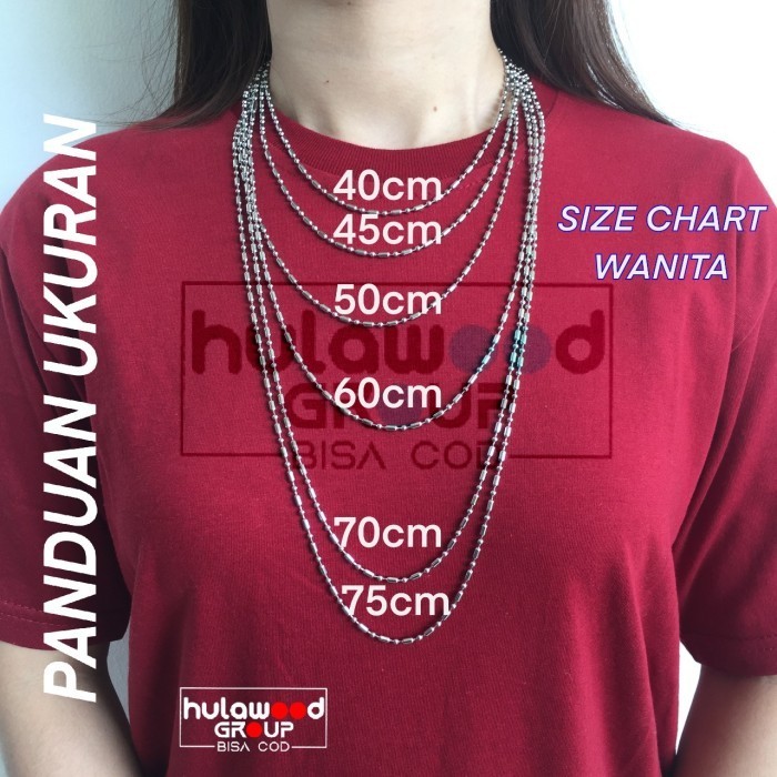 Kalung Titanium Biji Bambu / Kalung rantai MCI 75cm