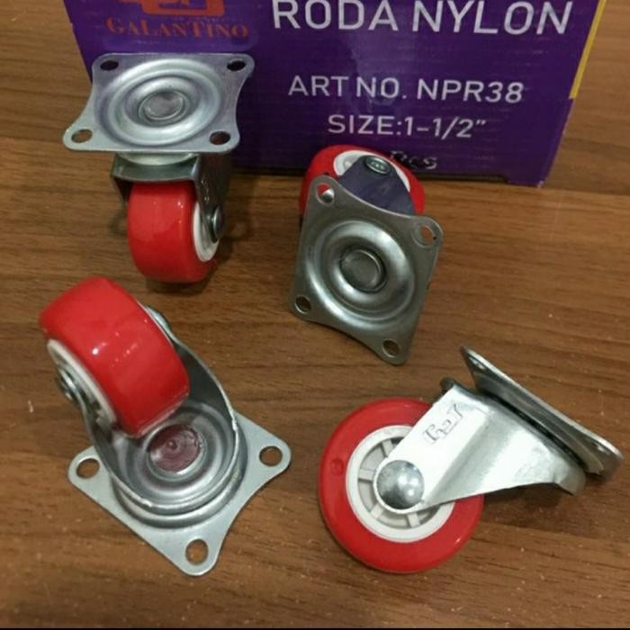 PREMIUM roda troli 1,5 inch pu tar roda nylon kecil roda nilon 11/2" roda nelo