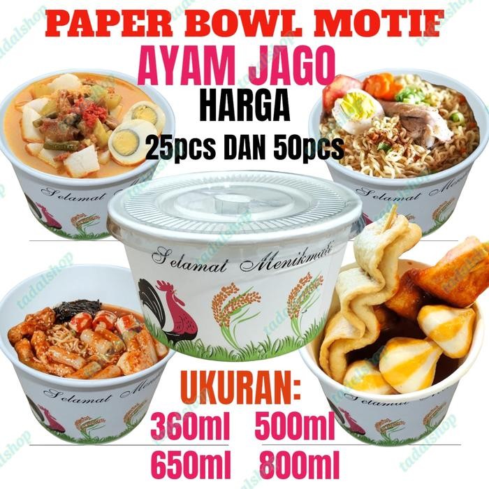 JTTOP" PAPER BOWL MANGKOK MOTIF AYAM KERTAS SEMUA UKURAN PAPER BOWL TEBAL PAPER BOWL 360ML 500ML