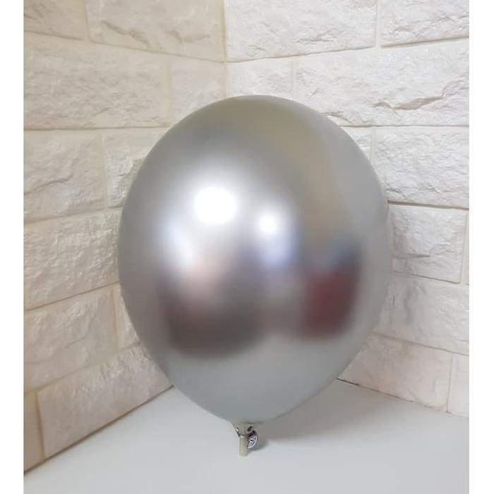 PREMIUM Balon Latex Chrome Silver / Balon Chrome isi 50 Pcs
