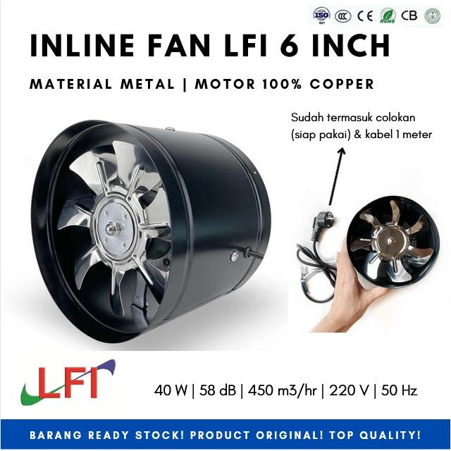 6" In Ni Inline Fan/Booster Fan/Air Duct Fan/Exhaust Fan