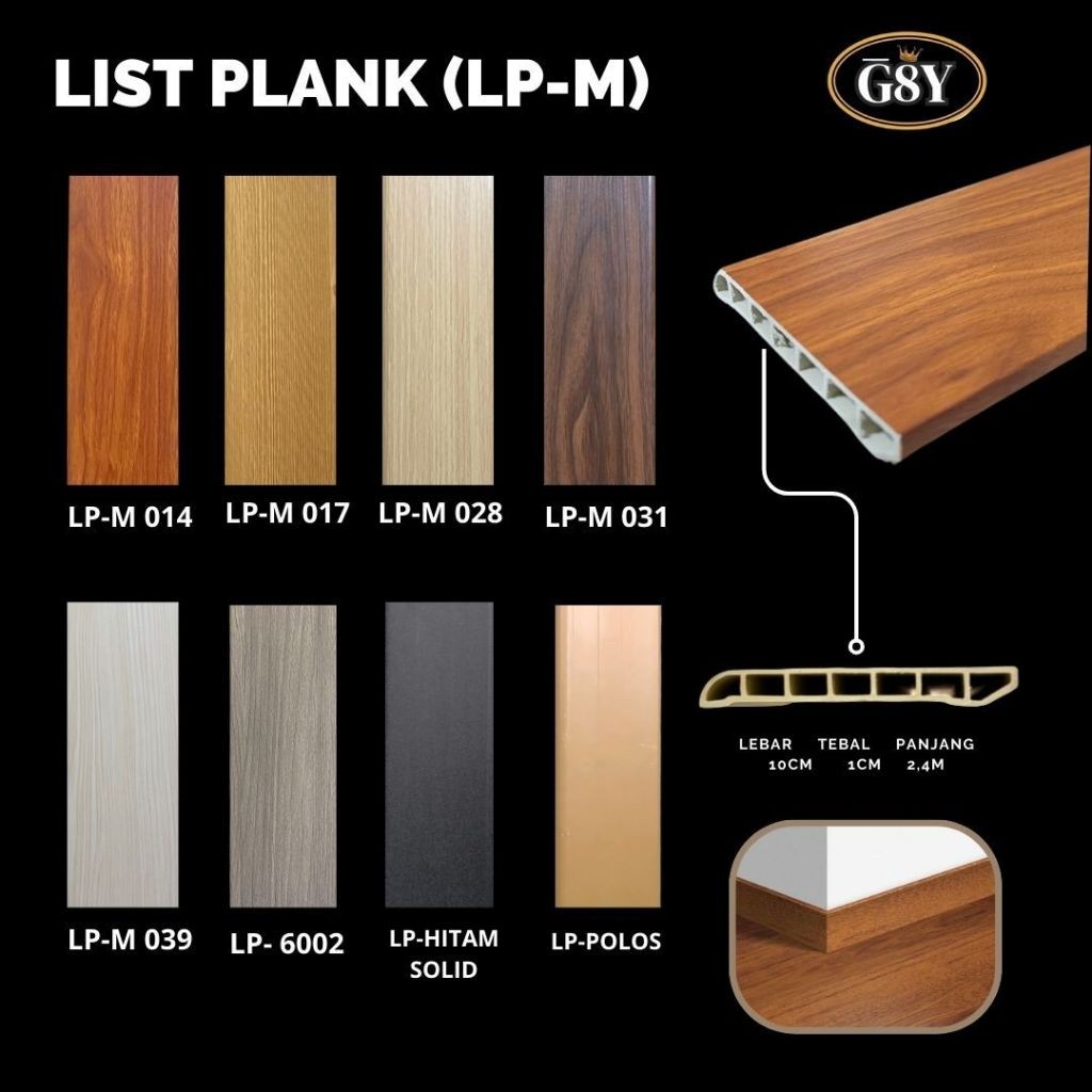 LIST PVC/PLINT LIST PLANK/SKIRTING LIST LANTAI KAYU LANTAI VINYL 2.4 meter