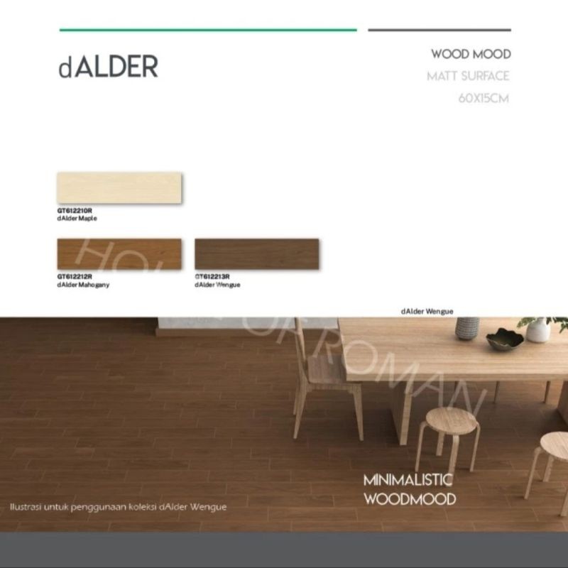 Granit Roman (Wood Mood) dAlder Series 15x60 / Roman Granit Lantai Motif Kayu / Lantai Motif Kayu /