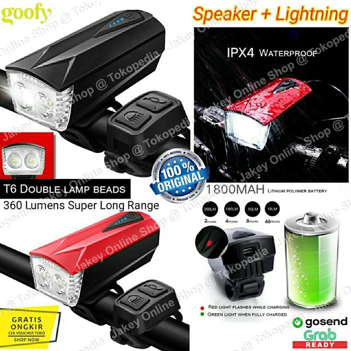 Terlaris GOOFY Lampu Sepeda LED Rechargable Cree T6 360Lumens Klakson DT-6105C SALE