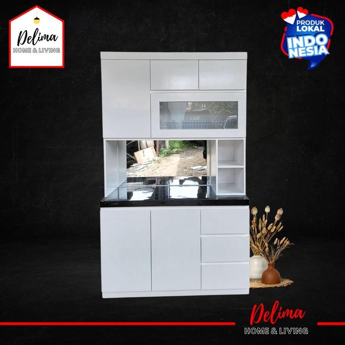 Lemari Sayur 3 Pintu New Meja Hitam Hpl Duco/Kitchen Set/Lemari Dapur/Rak Sayur Minimalis/Nota