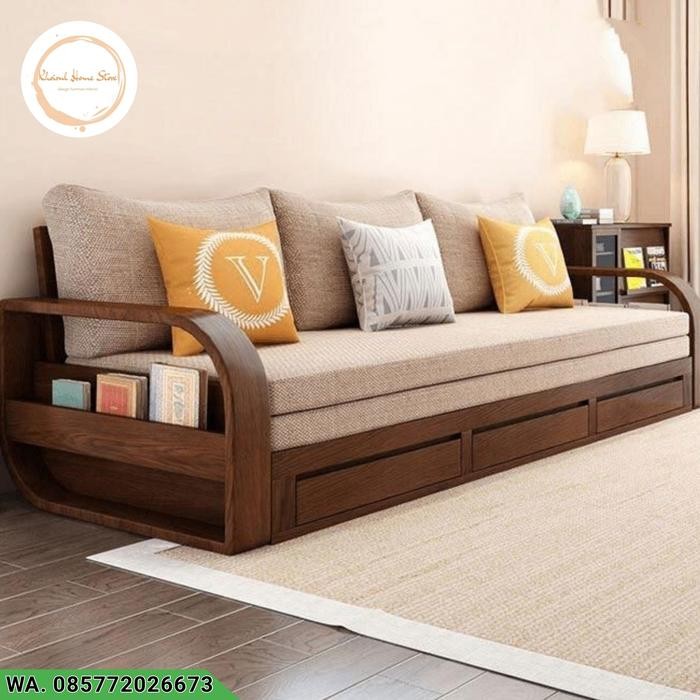 Kursi Sofa 3 Seater Minimalis Kayu Jati, Kursi Sofa Gajah Laci