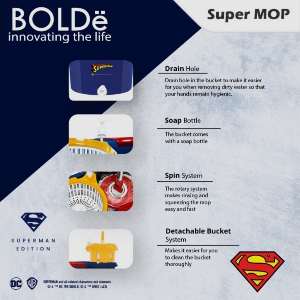 Alat Pel Otomatis Bolde Supermop Bolde Batman Super Mop Superman Alat Pel Bolde 360 Derajat Alat Pel
