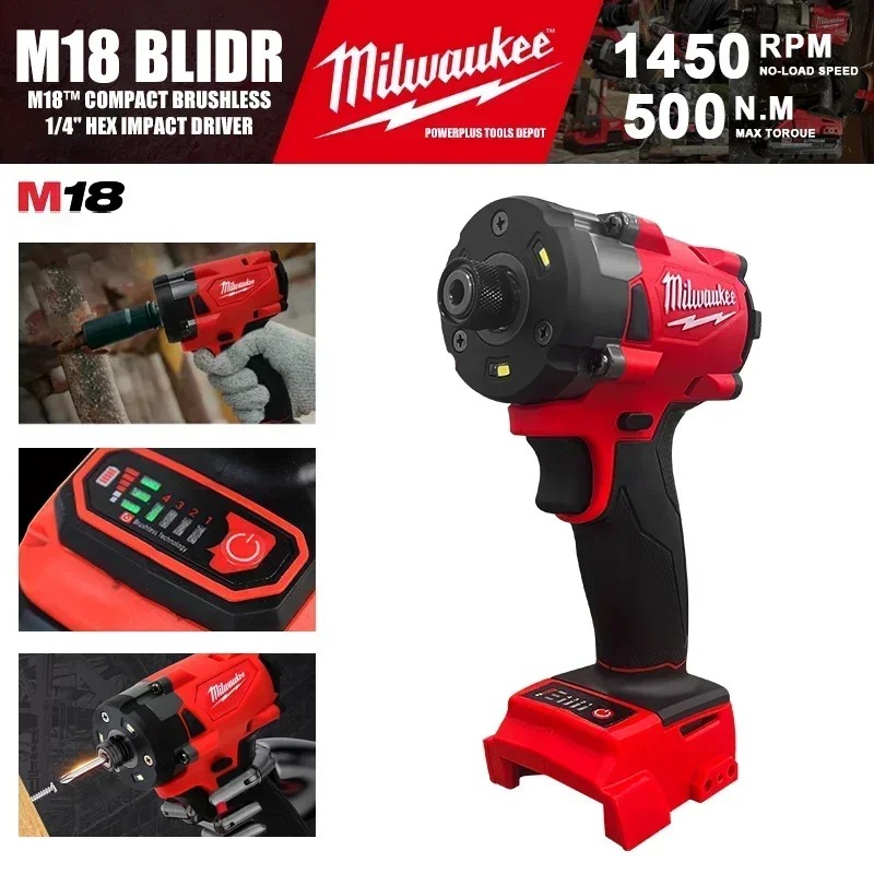 Milwaukee Brushless Impact Driver 18V 300Nm Motor Cordless Re argeable Lithium Battery 1/2 Impact