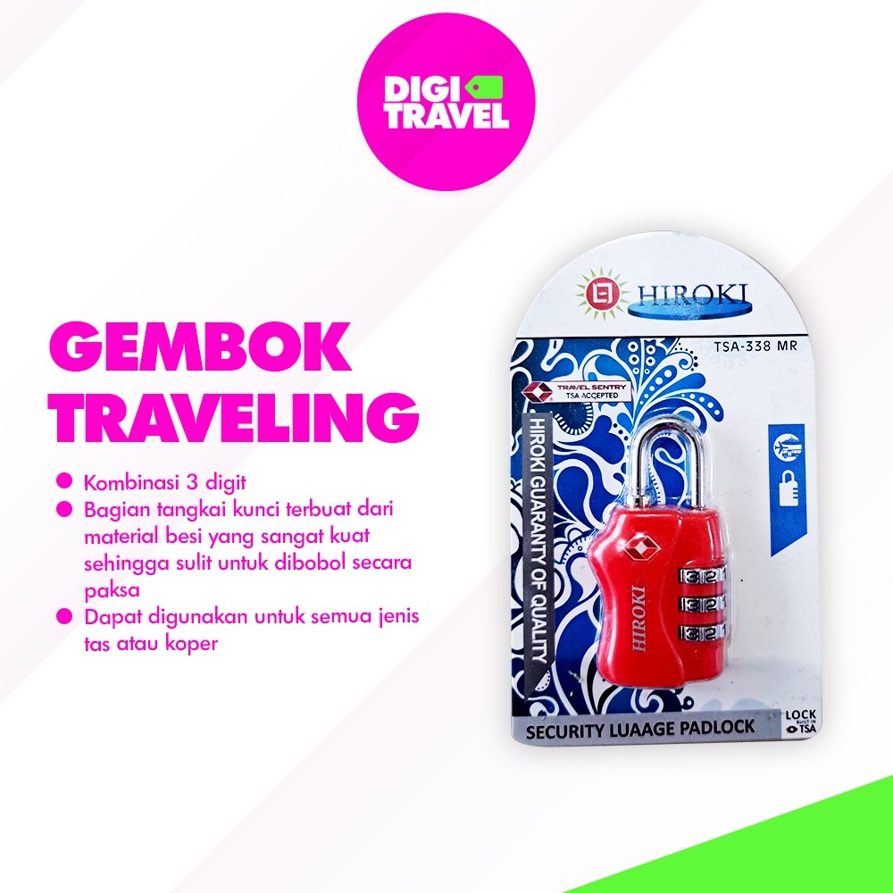 Gembok Tas Ransel Gembok Koper Gembok Travel Gembok TSA DIGITRAVEL Gembok Tas Ransel Koper TSA Anti