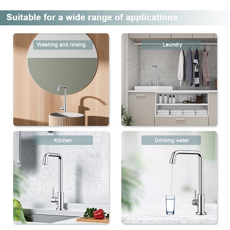 SUS 304 Keran Sink Fleksibel - Keran Cuci Piring Wastafel Leher Kotak - Kran Sink Dapur Stainless