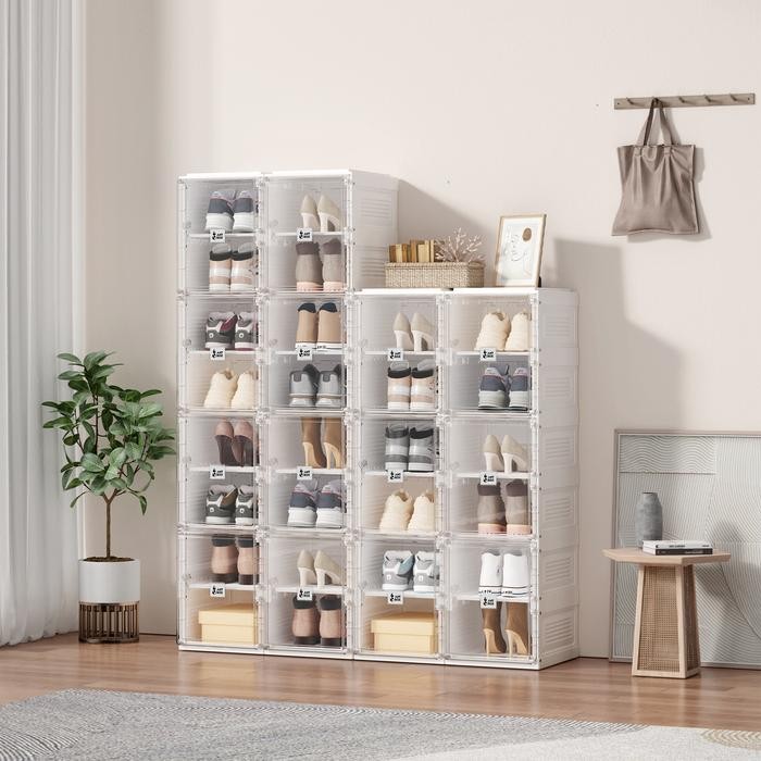 TERBARU ANTBOX Kotak Sepatu Plastik Transparan Tebal Box Sepatu Lipat PROMO