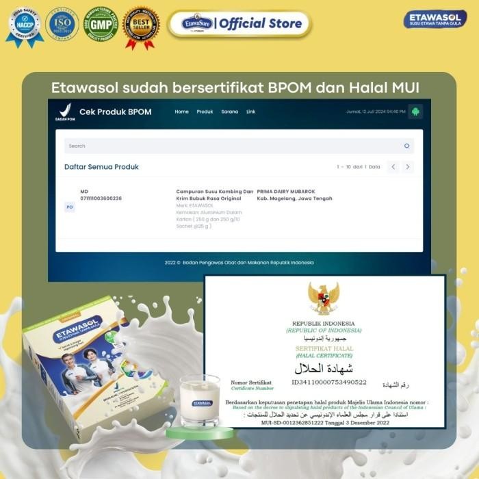 

BARANG TERLARIS Susu Etawasol Susu Kambing Bubuk Non Sugar plus 10 Bahan herbal alami - Dairy Milk