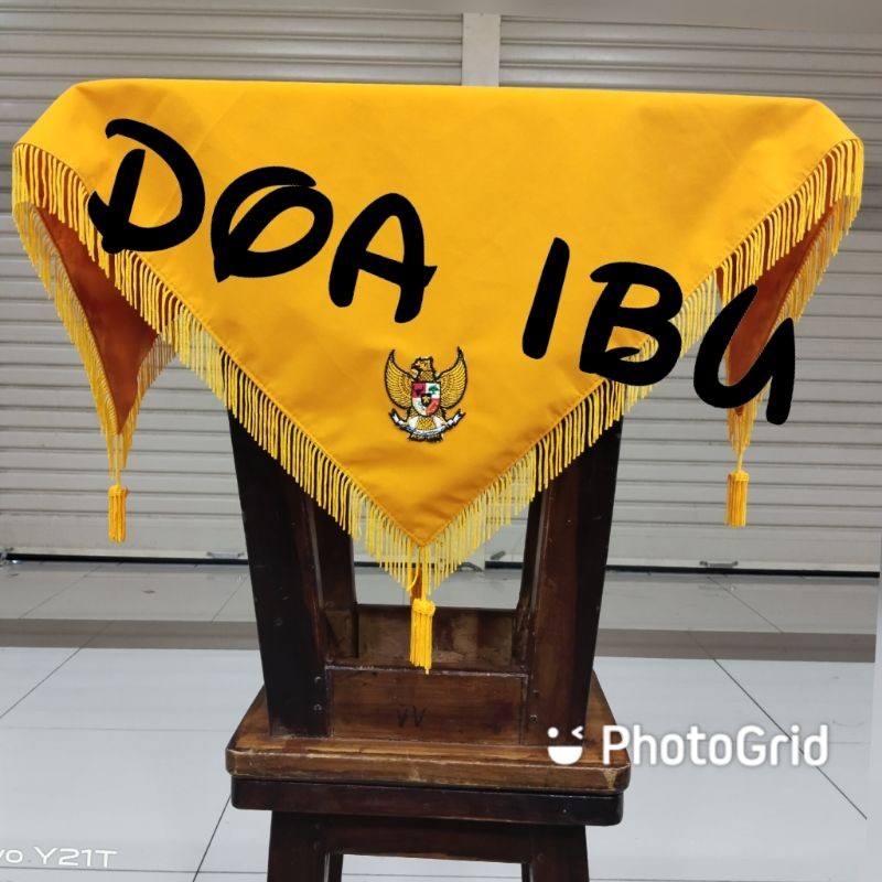 

best seller ready stock alas baki upacara bendera pake rumbai warna kuning ready stock