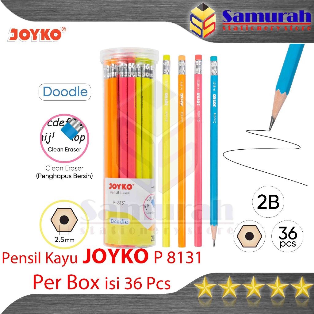 

Pensil Kayu Joyko 2B P8131 isi 36 pcs per Box / Trifelo TF 789 2B - Box isi 36 batang / Wood Pencil