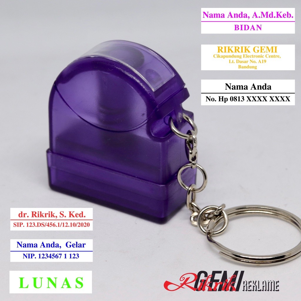 

RikrikGemi - Stempel Custom Stempel Nama Mini Dokter,Bidan,Perawat,Jabatan,Toko,NIP,SIP,Voucher
