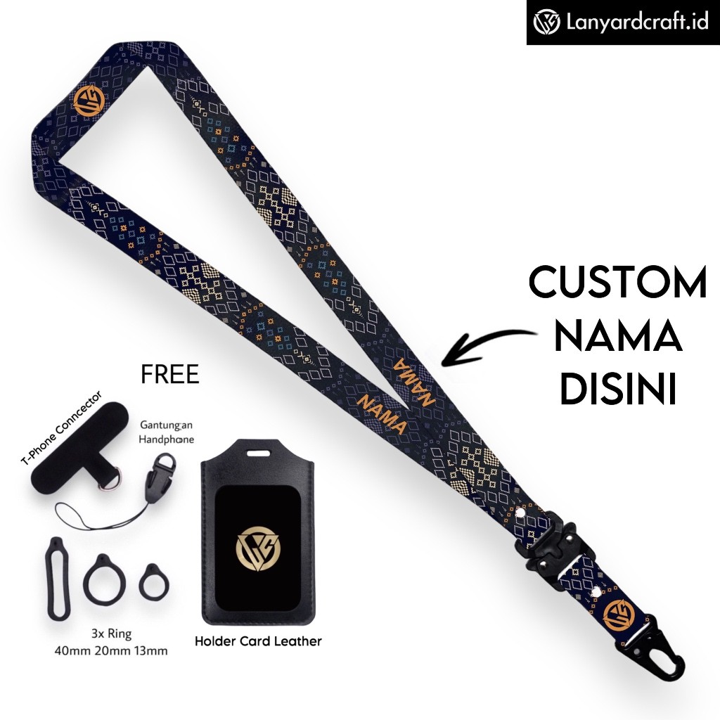 

[JKT-CH] Lanyard Craft Custom Nama Ethnic Nusantara Series Request Nama Satuan Gantungan Card Holder