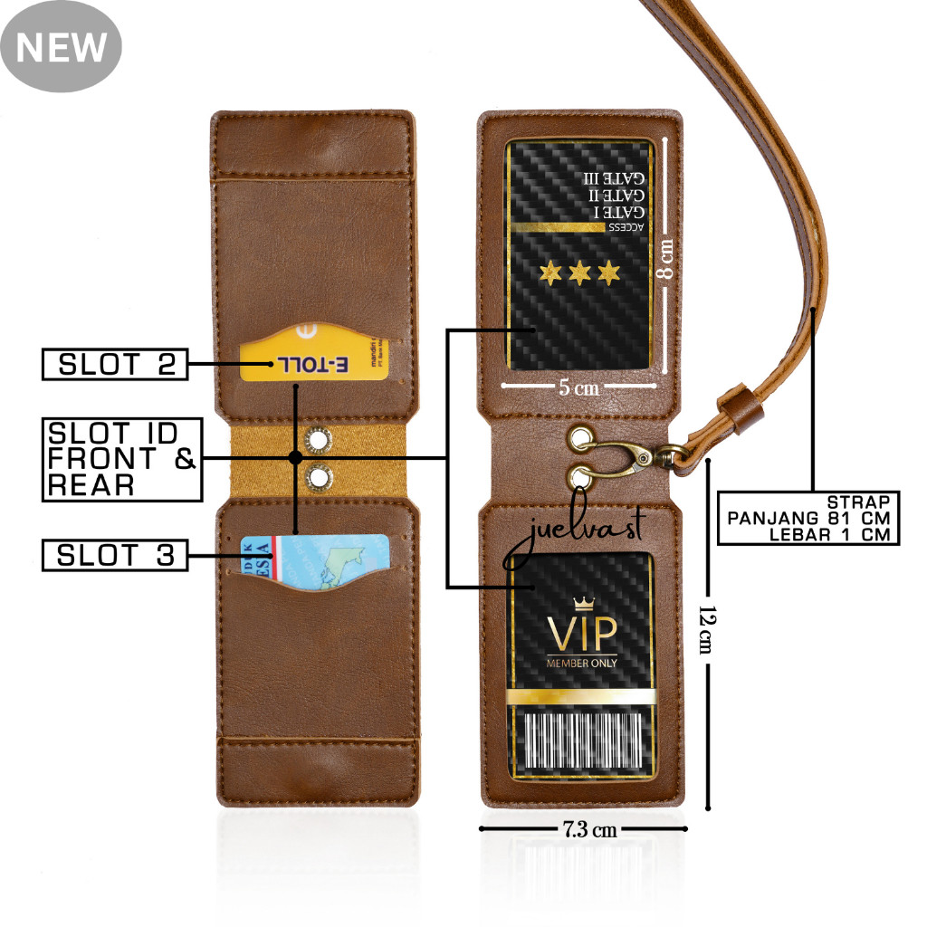 

NEW - ID Card Holder 2 Mika & Lanyard Kulit PU Leather - Magnet Multifungsi - 2 Mika