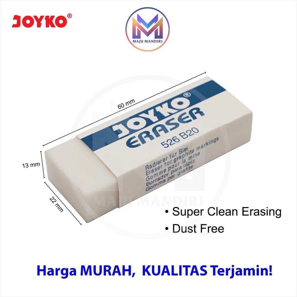 

Penghapus Joyko B20 Putih Hitam / Eraser Isi 20 PCS Black White