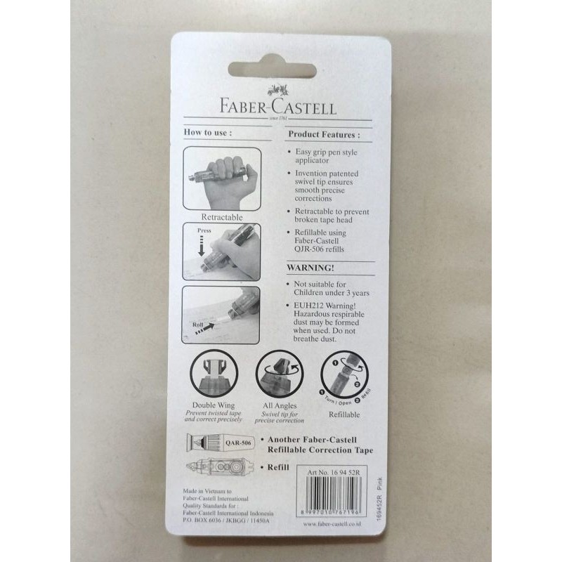 

Tipe ex Kertas Faber castell 169452R Pink Correction Tape QJR-506