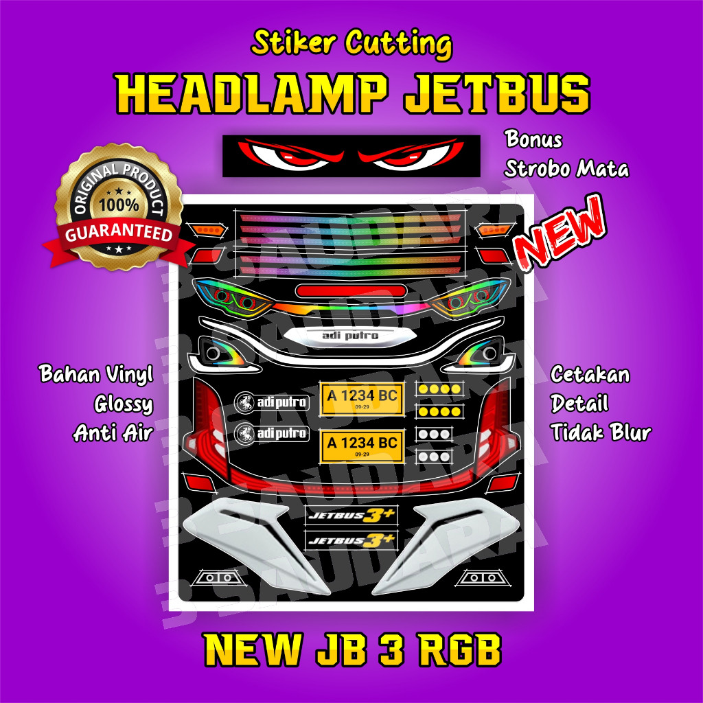 STIKER CUTTING HEADLAMP JETBUS 3