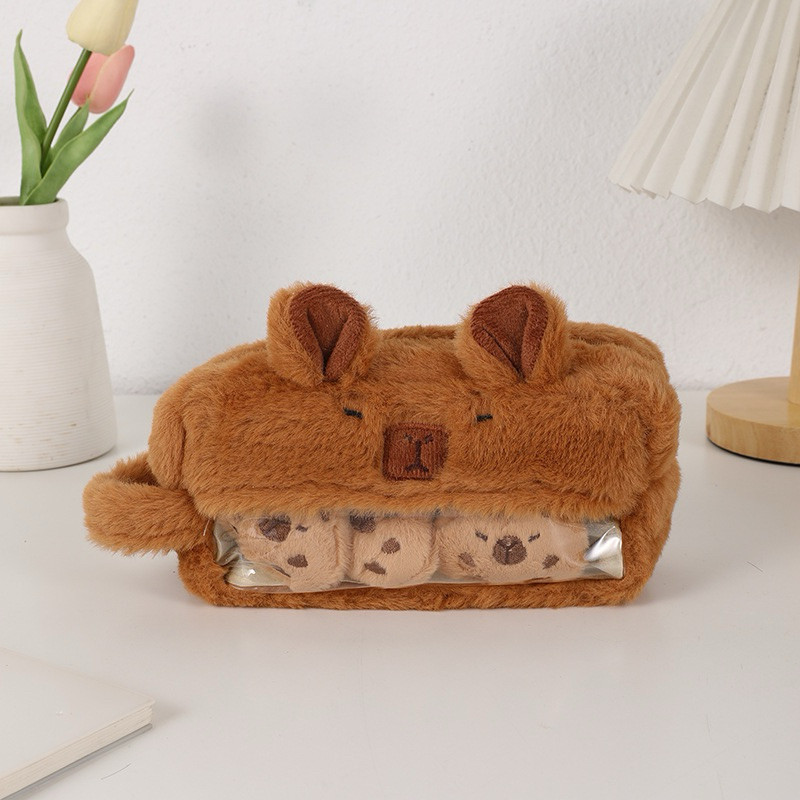 

Kotak pensil capybara ukuran besar free 3 pin boneka capybara bahan bulu halus