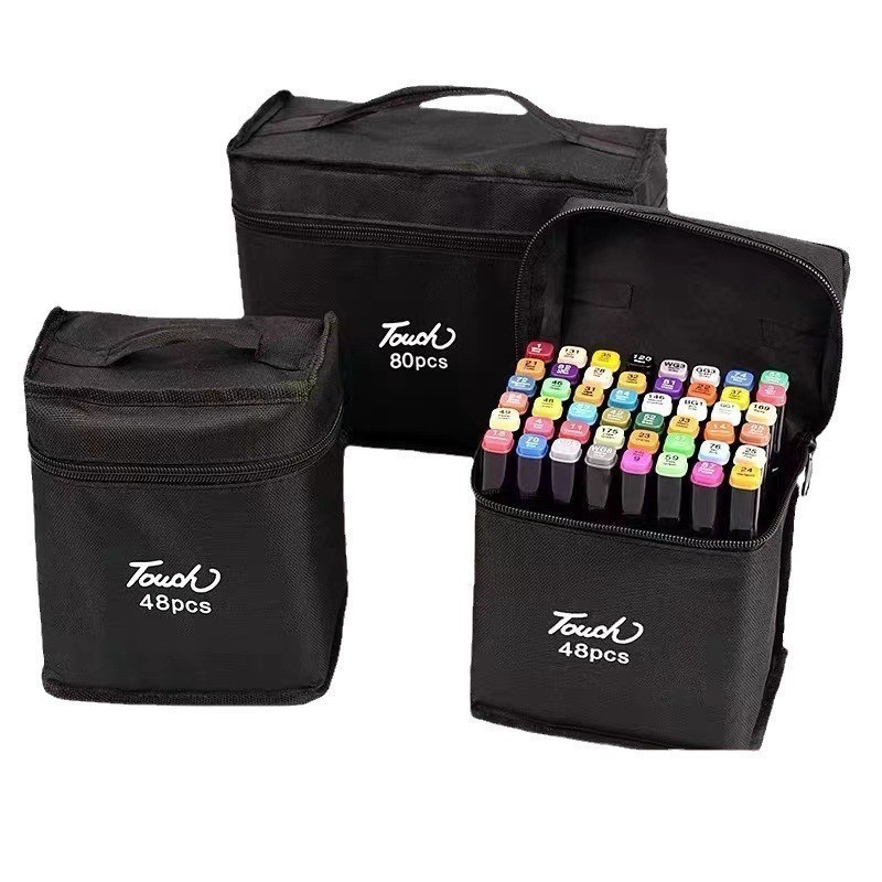 

Spidol berbahan dasar minyak ujung ganda untuk lukisan anak-anak pena cat air 24-80 warna set pensil