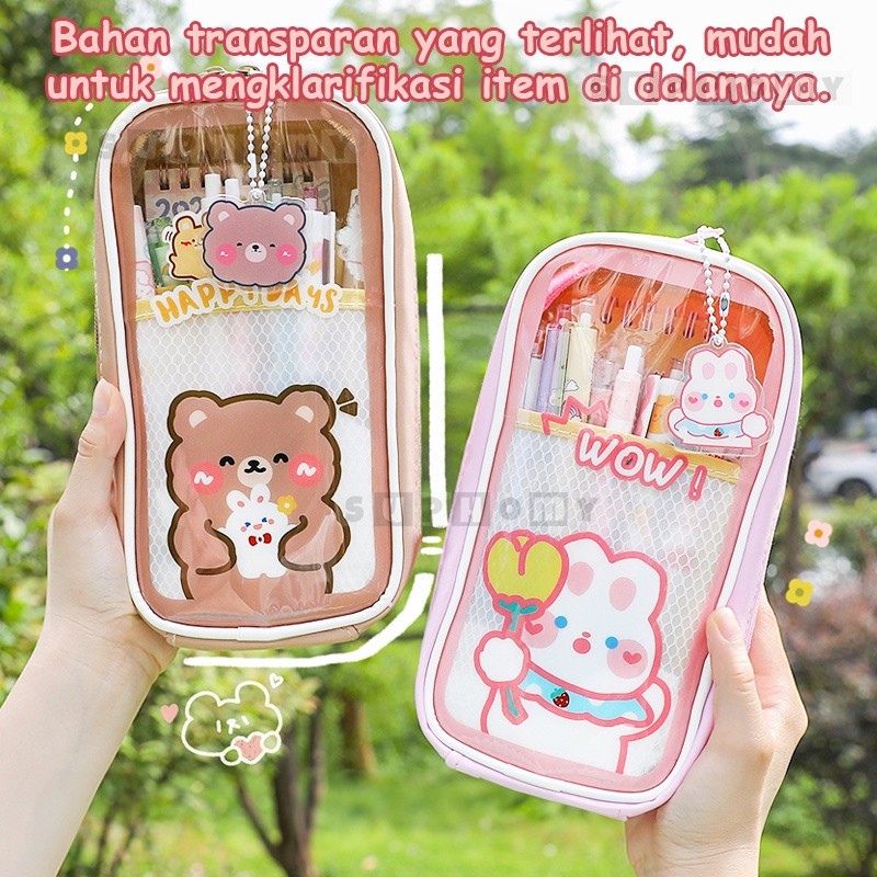 

Tempat alat tulisTempat Pencil Tas Pensil kotak pencil Bahan PVC berkapasitas besar dengan stiker